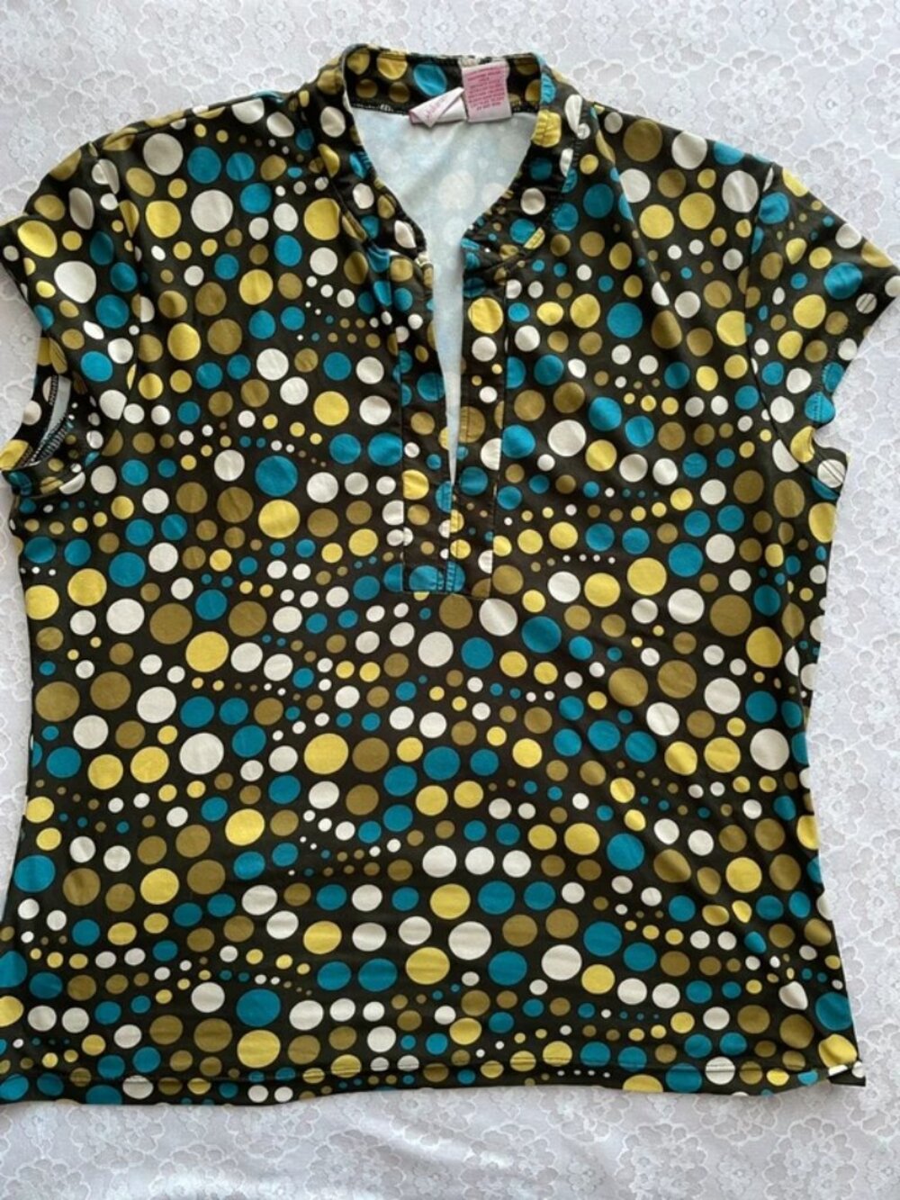 green blue patterned short sleeve